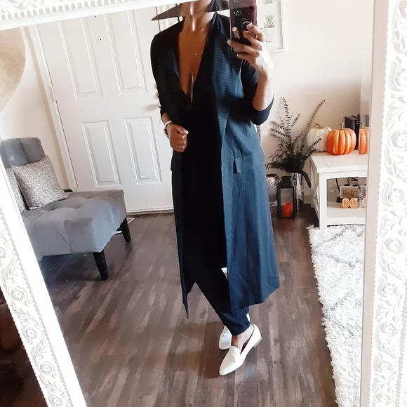 Laundry By Shelli Segal Long Striped Vest Size 6 - Picture 6 of 8